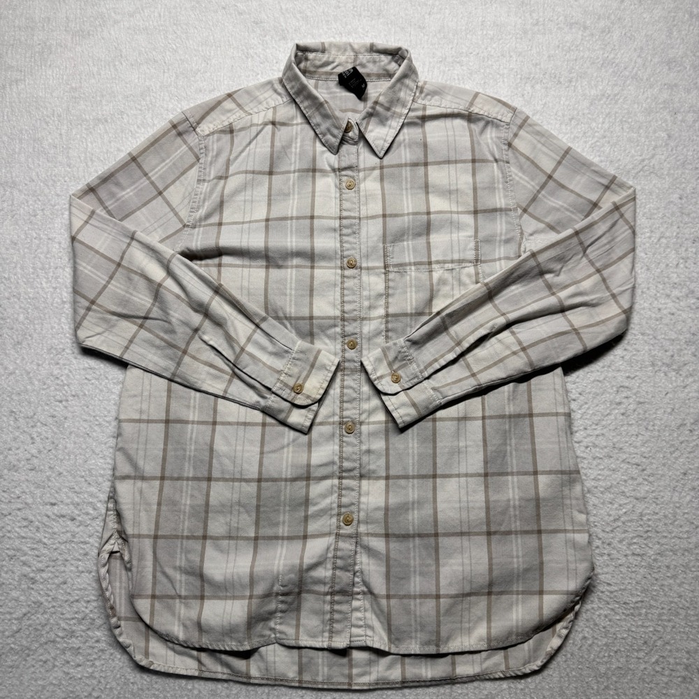 Mountain Hardwear Plaid Button Up Shirt‎ Beige Women's Size Medium